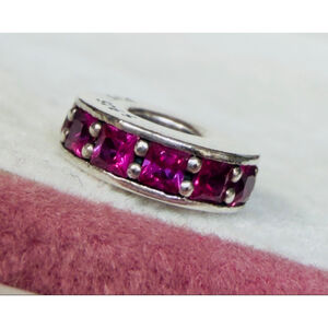 Pandora Sterling Silver Eternity Royal-Pink Crystal Spacer Charm